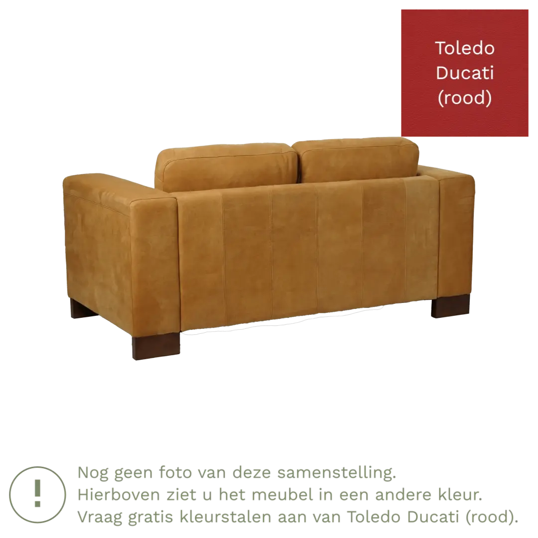 afbeelding van Leren bank Clear - 2 zits - Toledo Ducati (rood) - Poten hout bruin