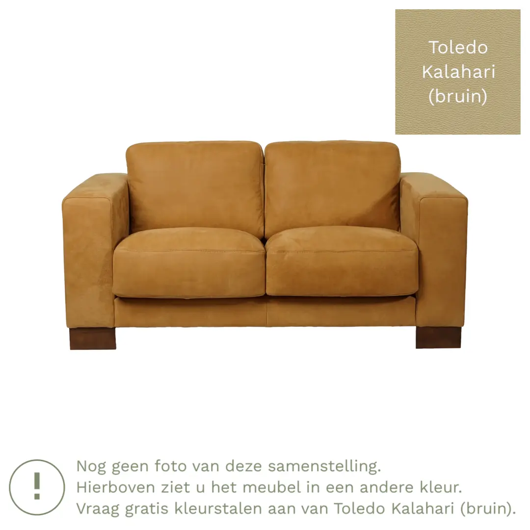 afbeelding van Leren bank Clear - 2 zits - Toledo Kalahari (bruin) - Poten staal zwart