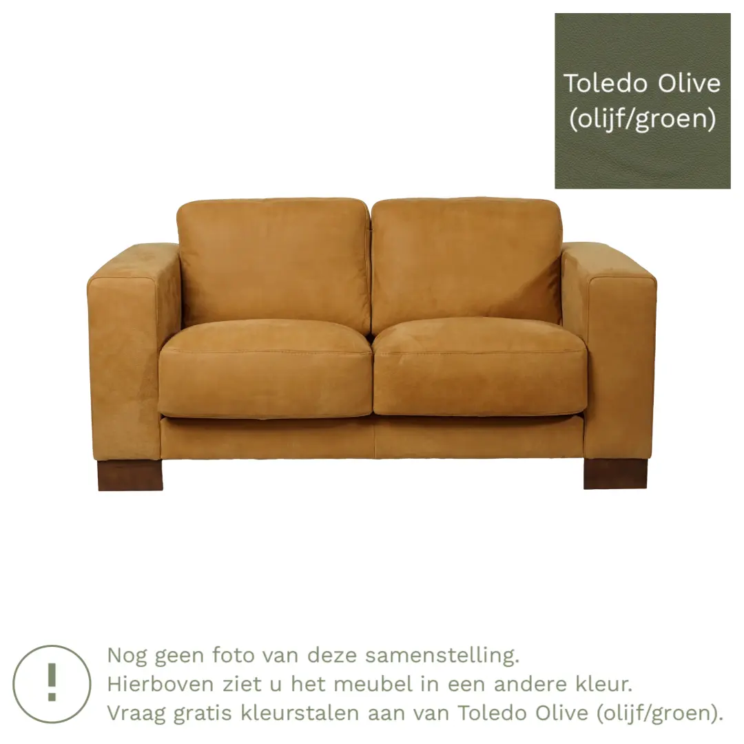 afbeelding van Leren bank Clear - 2 zits - Toledo Olive (olijf/goen) - Poten staal zwart