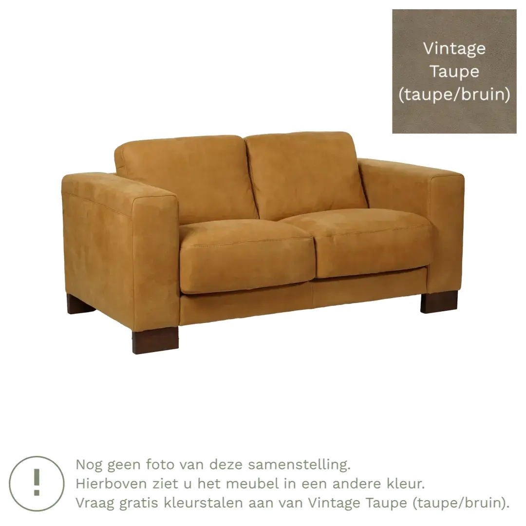 afbeelding van Leren bank Clear - 2 zits - Vintage Taupe (taupe/bruin) - Poten staal zwart