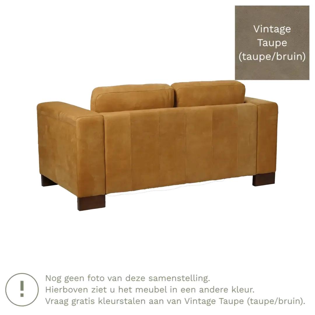 afbeelding van Leren bank Clear - 2 zits - Vintage Taupe (taupe/bruin) - Poten staal zwart
