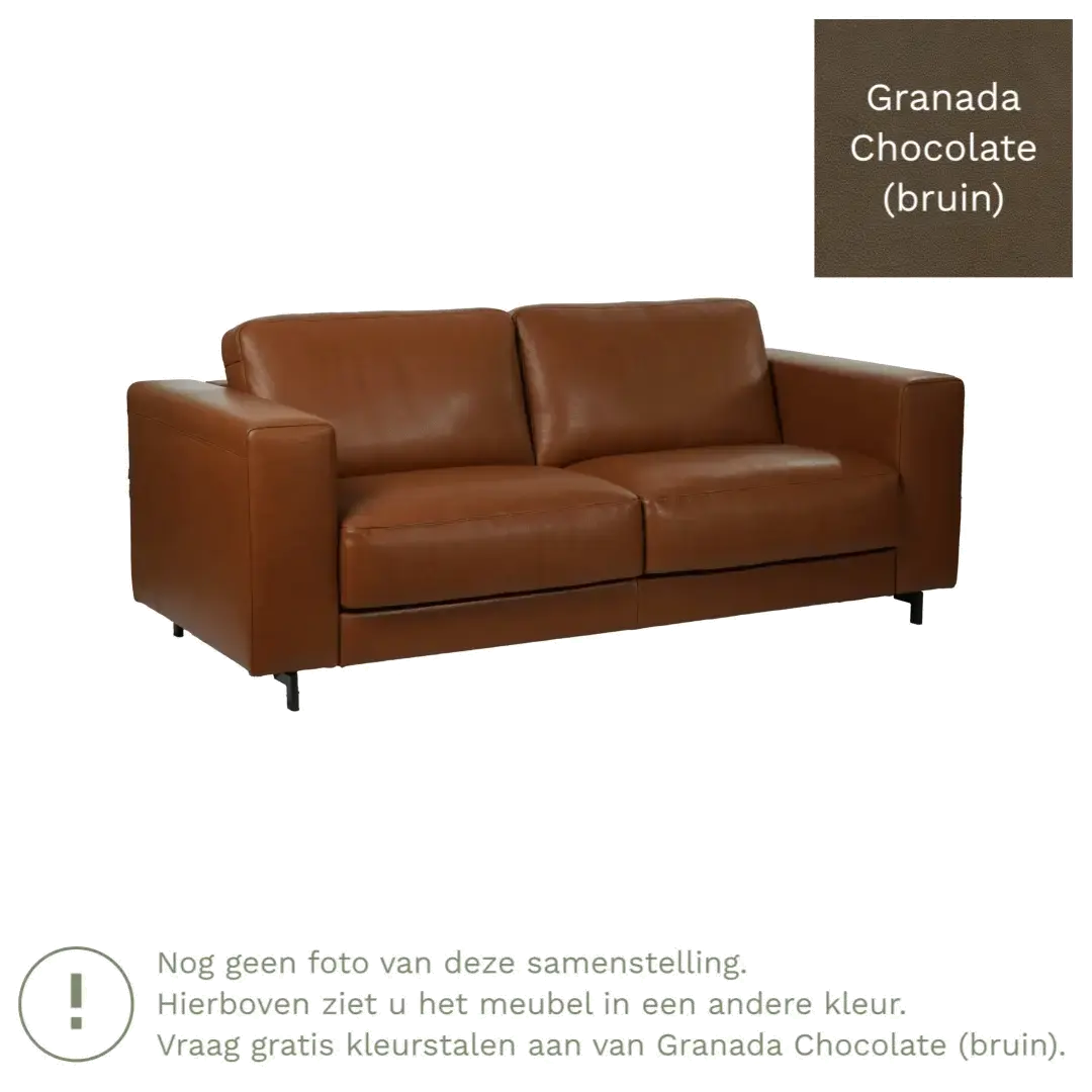 afbeelding van Leren bank Clear - 3 zits - Granada Chocolate (bruin) - Poten hout bruin