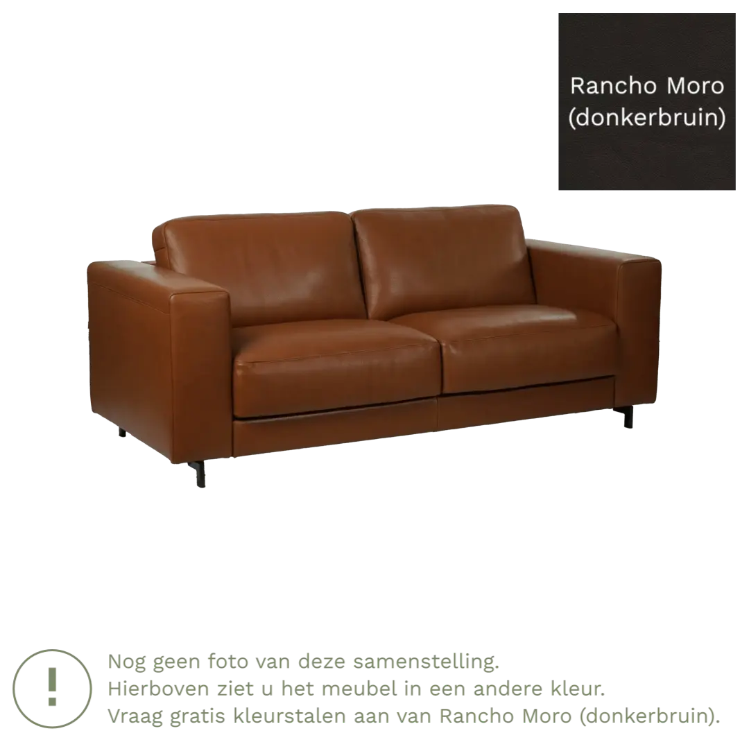 afbeelding van Leren bank Clear - 3 zits - Rancho Moro (donkerbruin) - Poten hout zwart