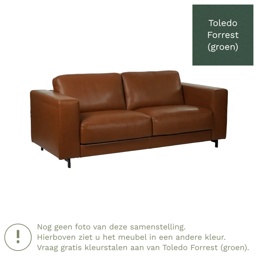 afbeelding van Leren bank Clear - 3 zits - Toledo Forrest (groen) - Poten hout zwart