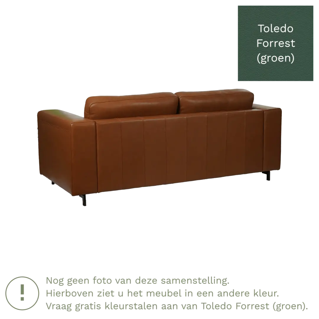 afbeelding van Leren bank Clear - 3 zits - Toledo Forrest (groen) - Poten hout zwart