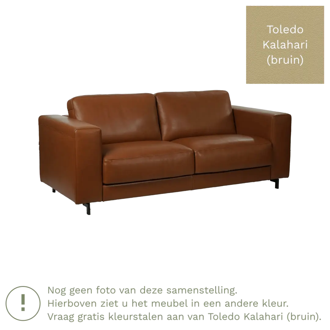 afbeelding van Leren bank Clear - 3 zits - Toledo Kalahari (bruin) - Poten hout zwart