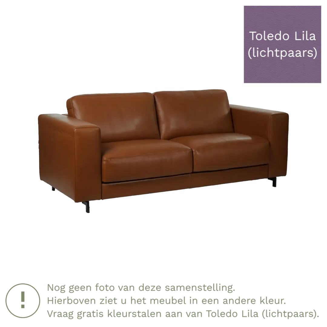 afbeelding van Leren bank Clear - 3 zits - Toledo Lila (lichtpaars) - Poten hout zwart
