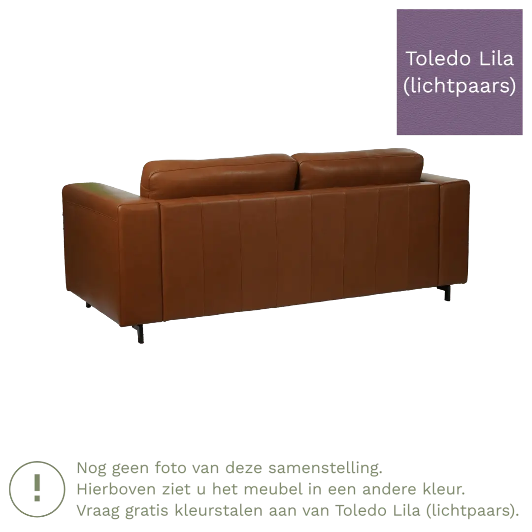 afbeelding van Leren bank Clear - 3 zits - Toledo Lila (lichtpaars) - Poten hout zwart