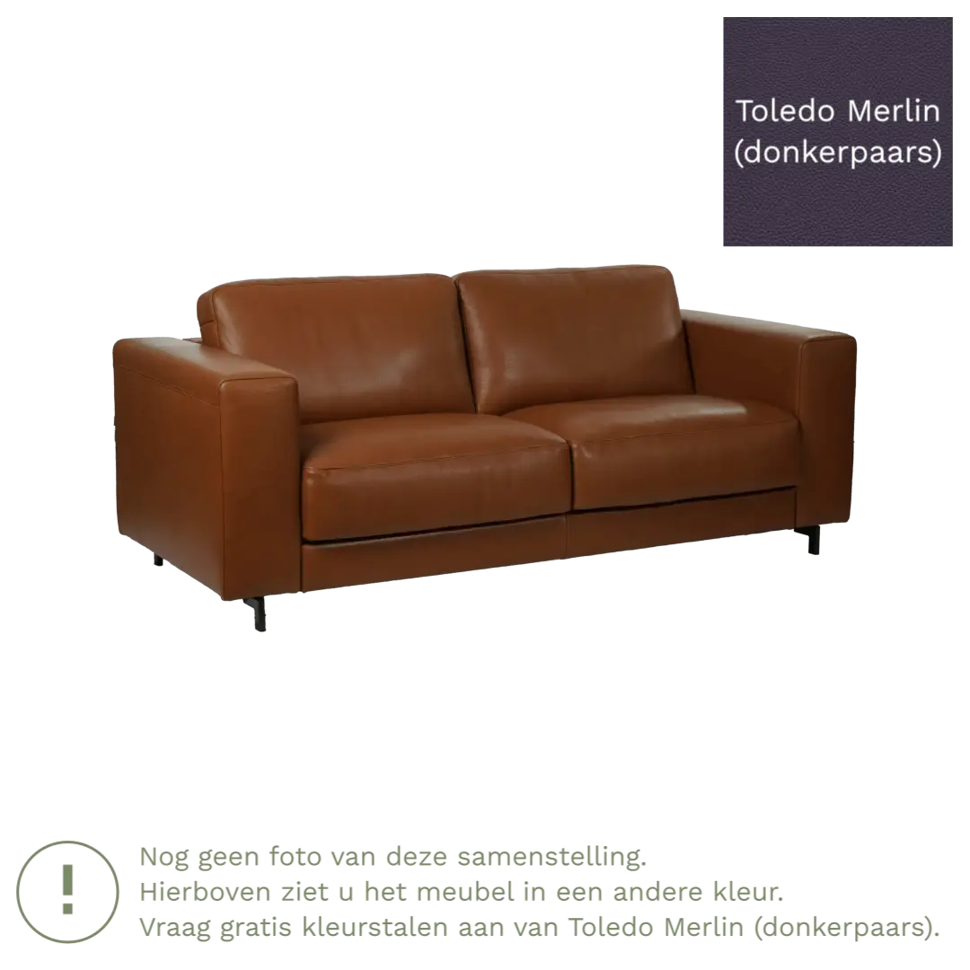 afbeelding van Leren bank Clear - 3 zits - Toledo Merlin (donkerpaars) - Poten staal zwart