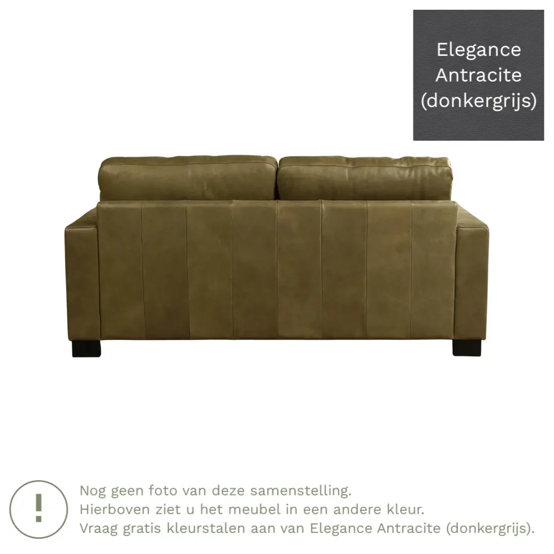 afbeelding van Leren bank Energy - 2,5 zits - Elegance Antracite (donkergrijs) - Poten hout bruin