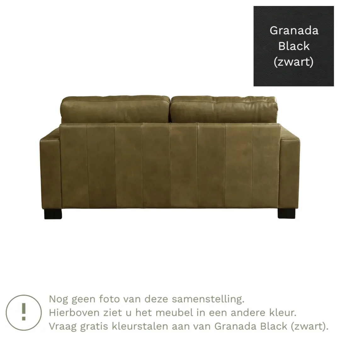 afbeelding van Leren bank Energy - 2,5 zits - Granada Black (zwart) - Poten hout bruin