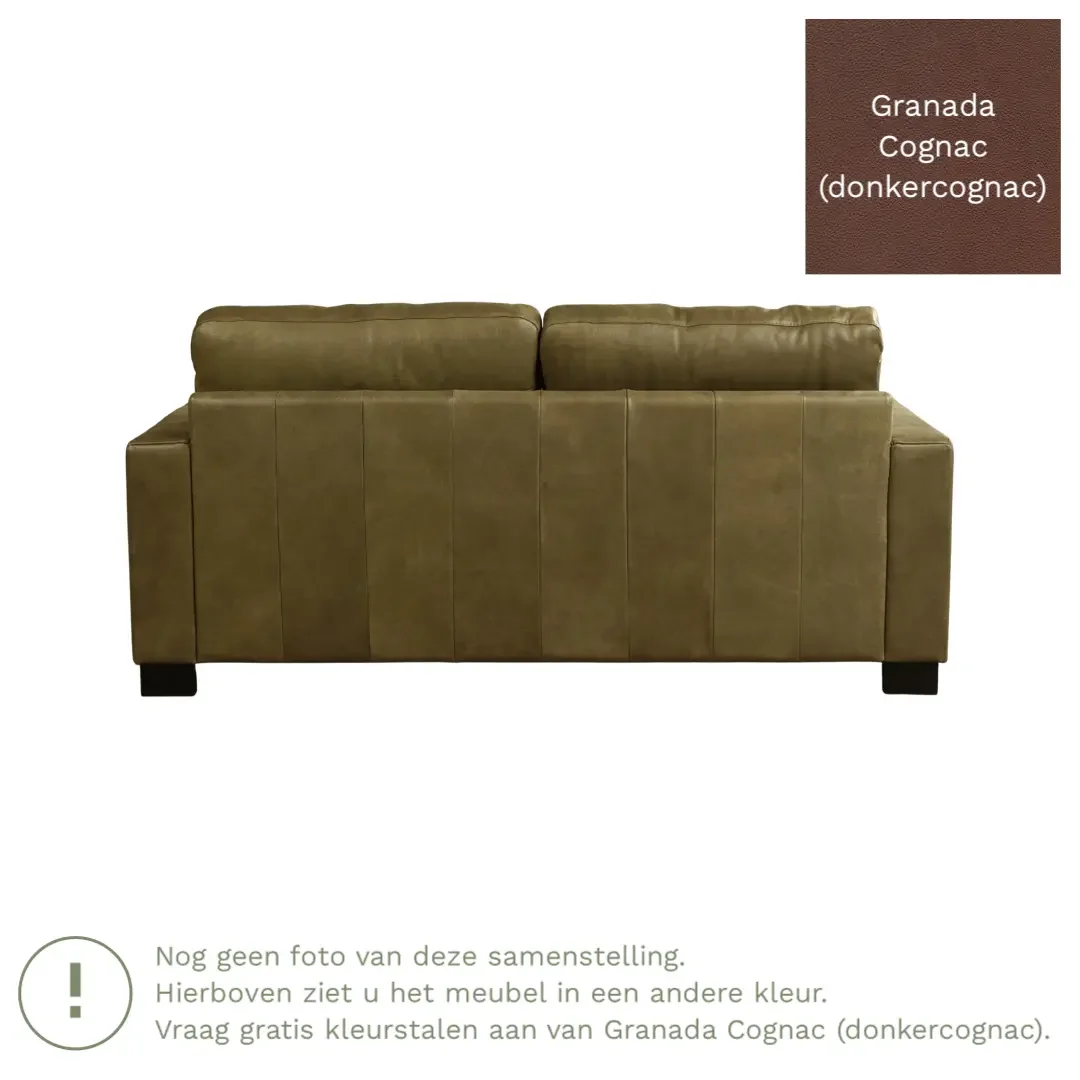afbeelding van Leren bank Energy - 2,5 zits - Granada Cognac (donkercognac) - Poten hout zwart