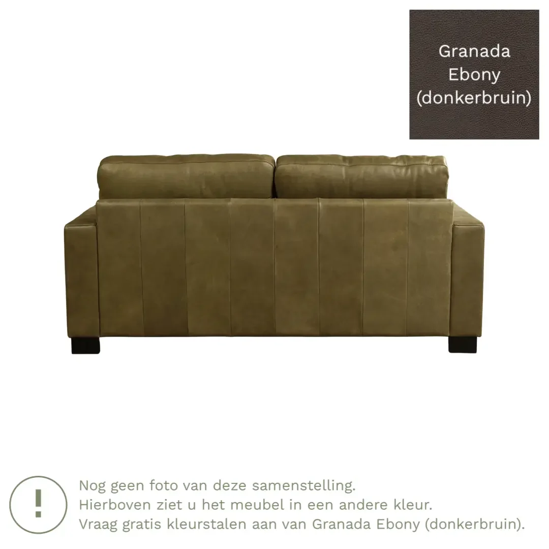 afbeelding van Leren bank Energy - 2,5 zits - Granada Ebony (donkerbruin) - Poten hout bruin