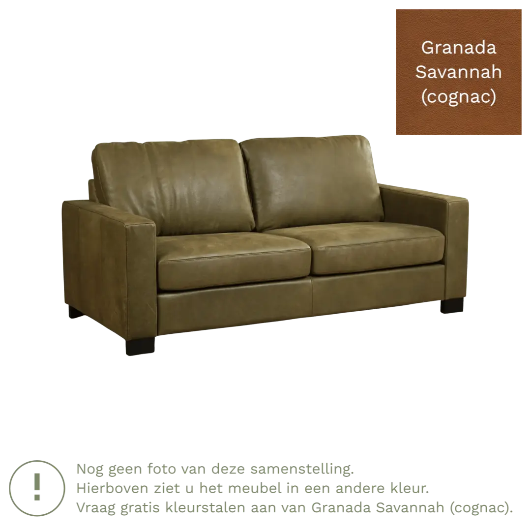 afbeelding van Leren bank Energy - 2,5 zits - Granada Savannah (cognac) - Poten hout zwart