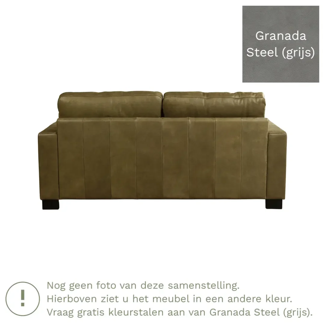 afbeelding van Leren bank Energy - 2,5 zits - Granada Steel (grijs) - Poten hout zwart