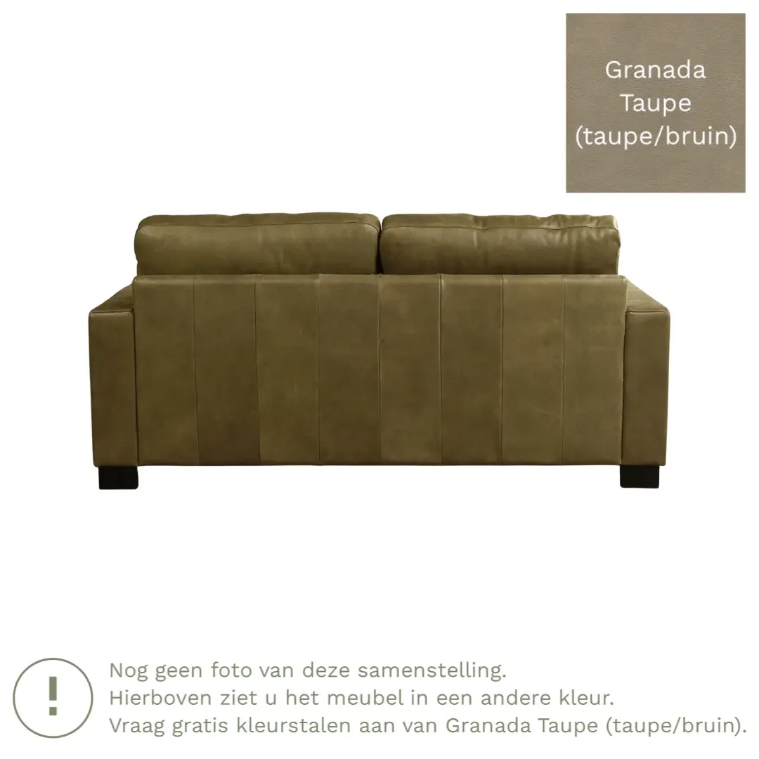 afbeelding van Leren bank Energy - 2,5 zits - Granada Taupe (taupe/bruin) - Poten hout bruin