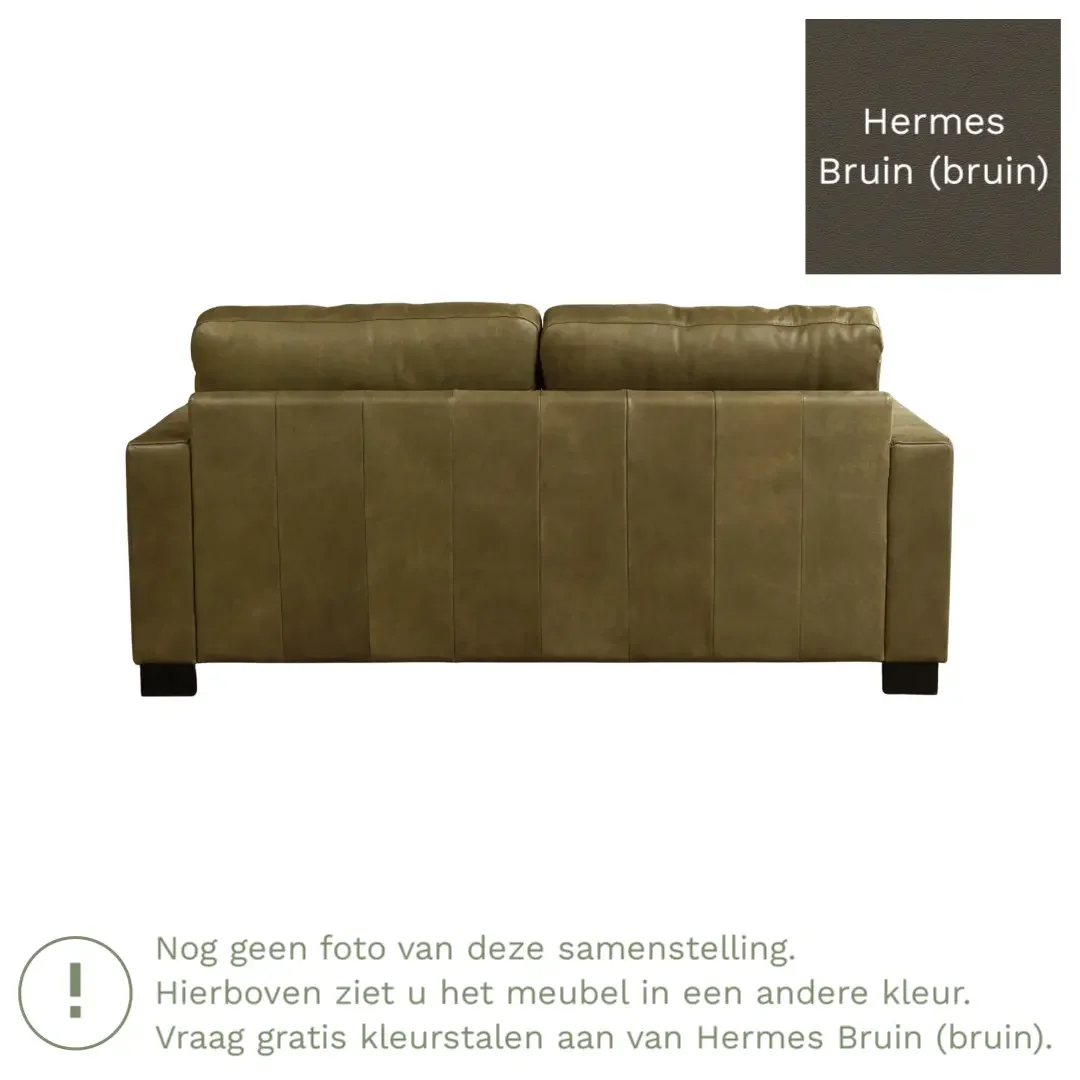 afbeelding van Leren bank Energy - 2,5 zits - Hermes Bruin (bruin) - Poten hout bruin
