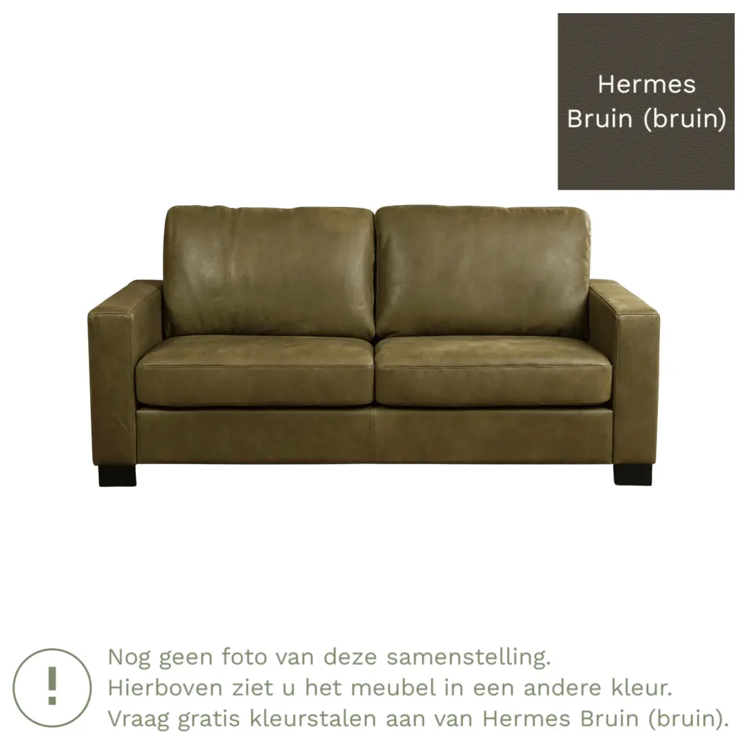 afbeelding van Leren bank Energy - 2,5 zits - Hermes Bruin (bruin) - Poten hout zwart