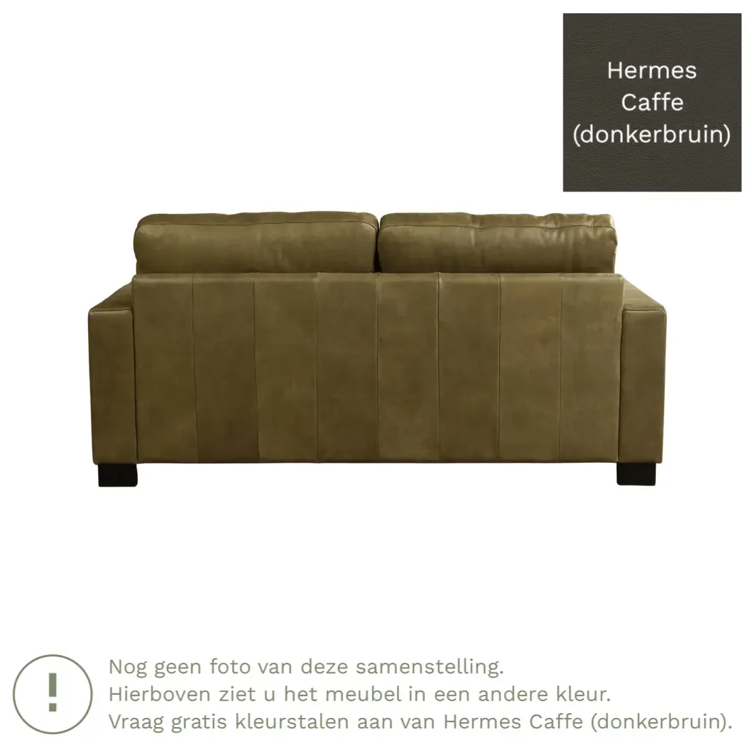 afbeelding van Leren bank Energy - 2,5 zits - Hermes Caffe (donkerbruin) - Poten hout bruin