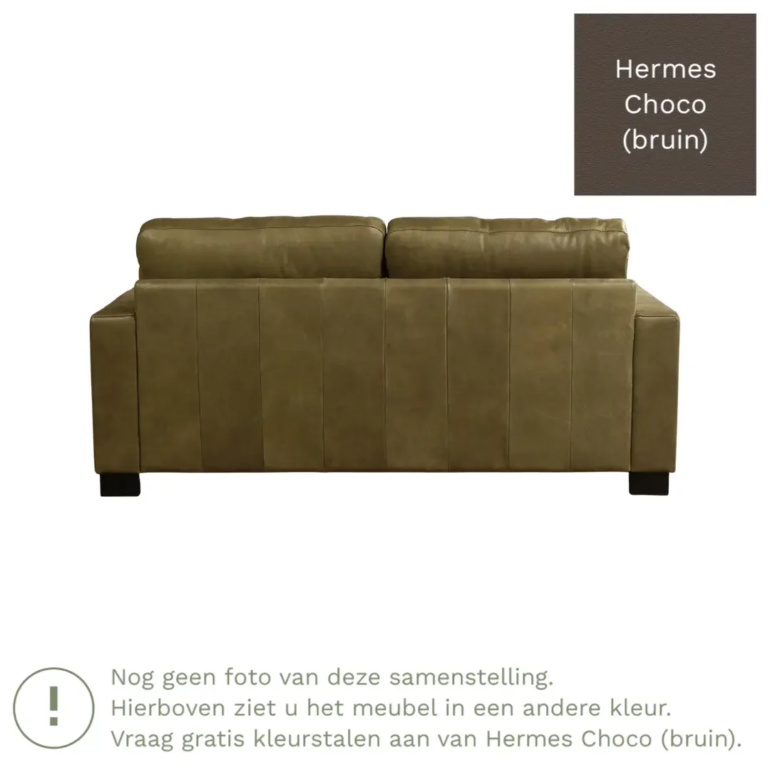afbeelding van Leren bank Energy - 2,5 zits - Hermes Choco (bruin) - Poten hout bruin