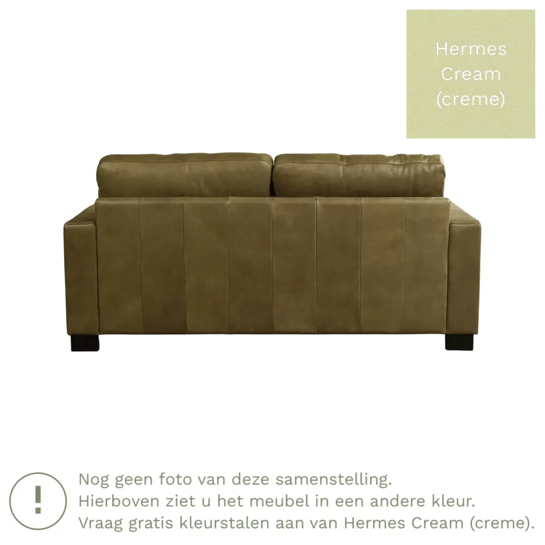afbeelding van Leren bank Energy - 2,5 zits - Hermes Cream (crème) - Poten hout bruin