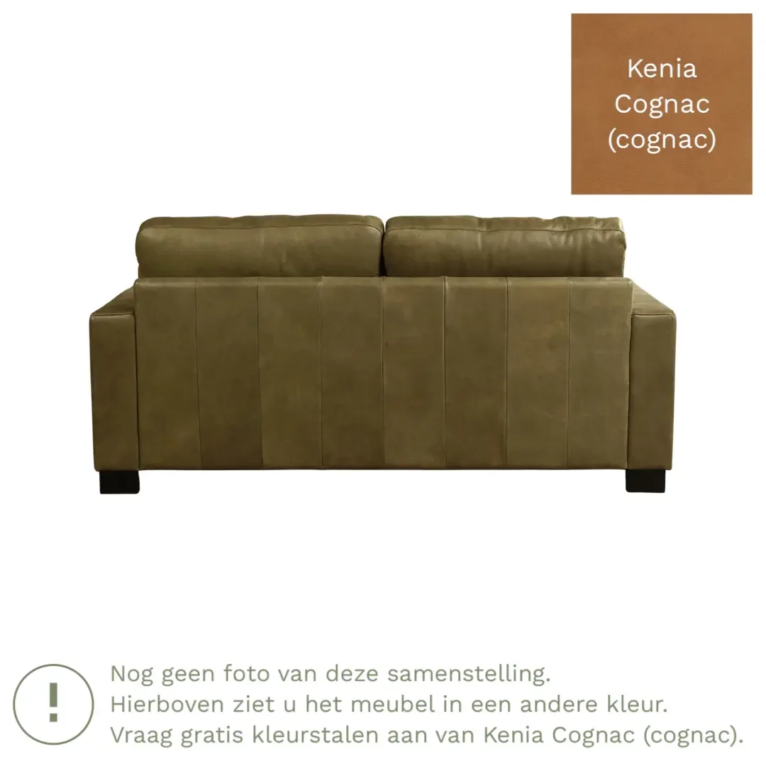 afbeelding van Leren bank Energy - 2,5 zits - Kenia Cognac (cognac) - Poten hout zwart