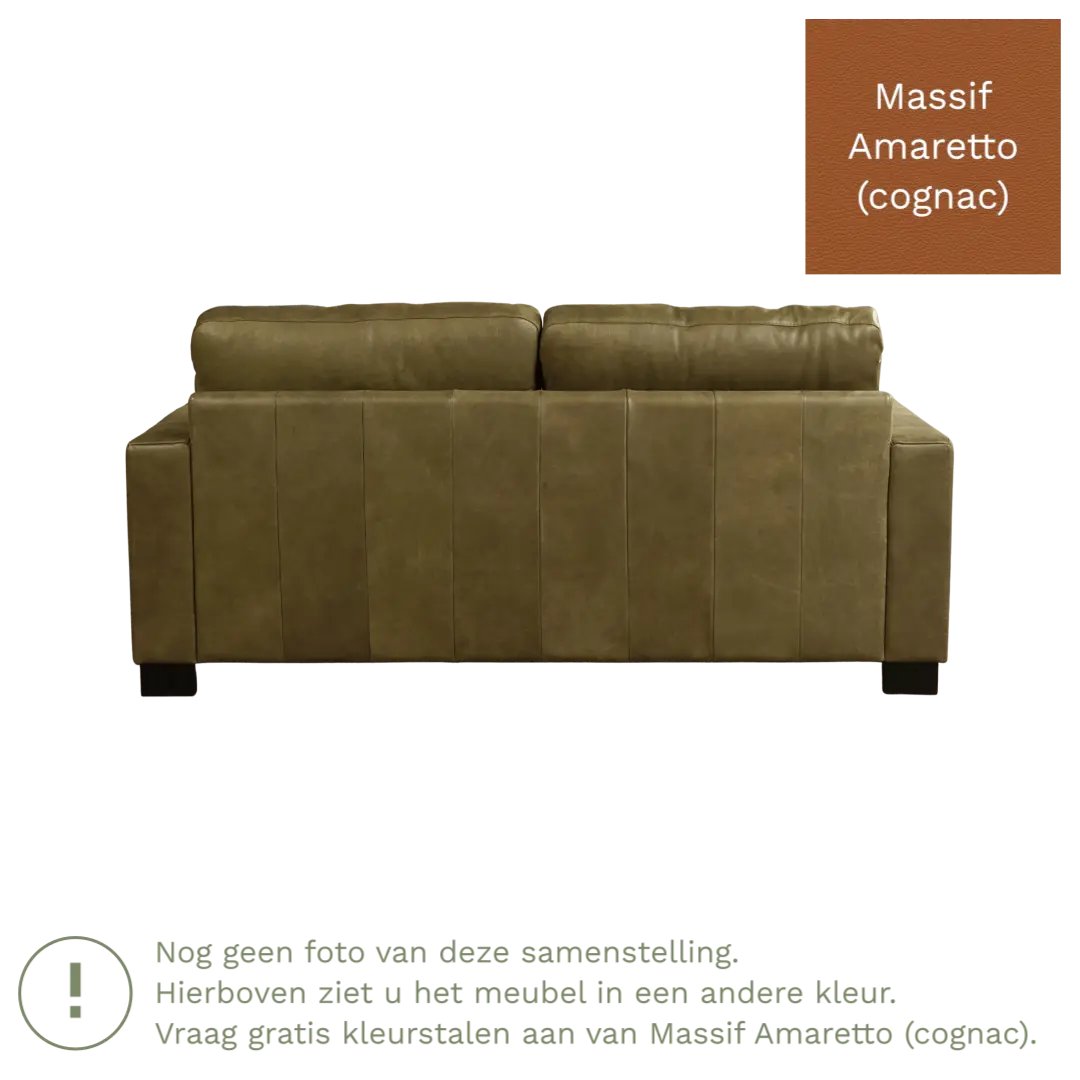 afbeelding van Leren bank Energy - 2,5 zits - Massif Amaretto (cognac) - Poten hout zwart