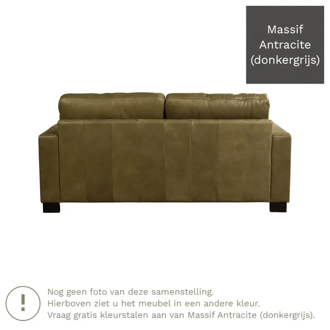 afbeelding van Leren bank Energy - 2,5 zits - Massif Antracite (donkergrijs) - Poten hout bruin