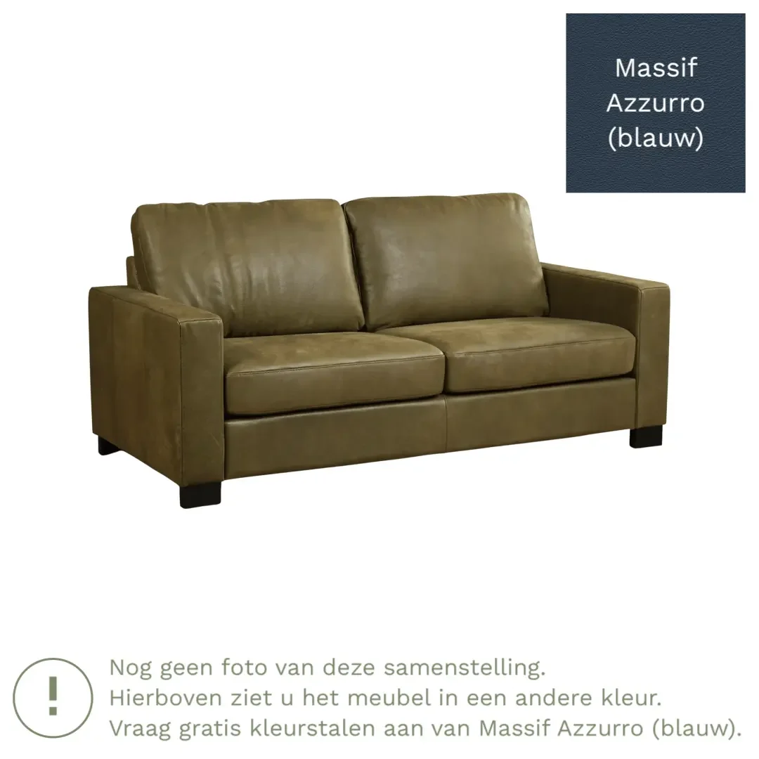 afbeelding van Leren bank Energy - 2,5 zits - Massif Azzurro (blauw) - Poten hout zwart