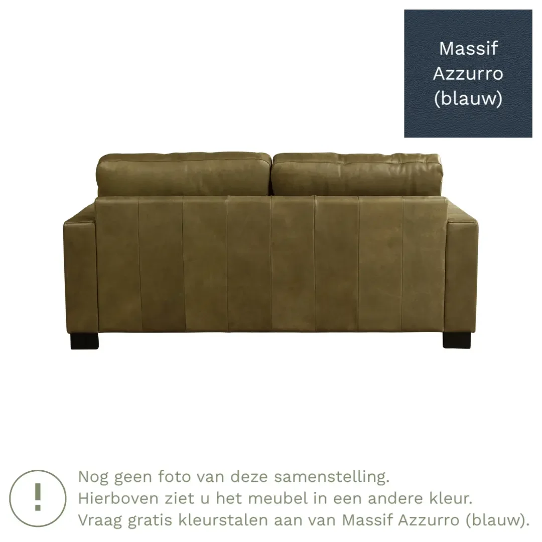 afbeelding van Leren bank Energy - 2,5 zits - Massif Azzurro (blauw) - Poten hout zwart