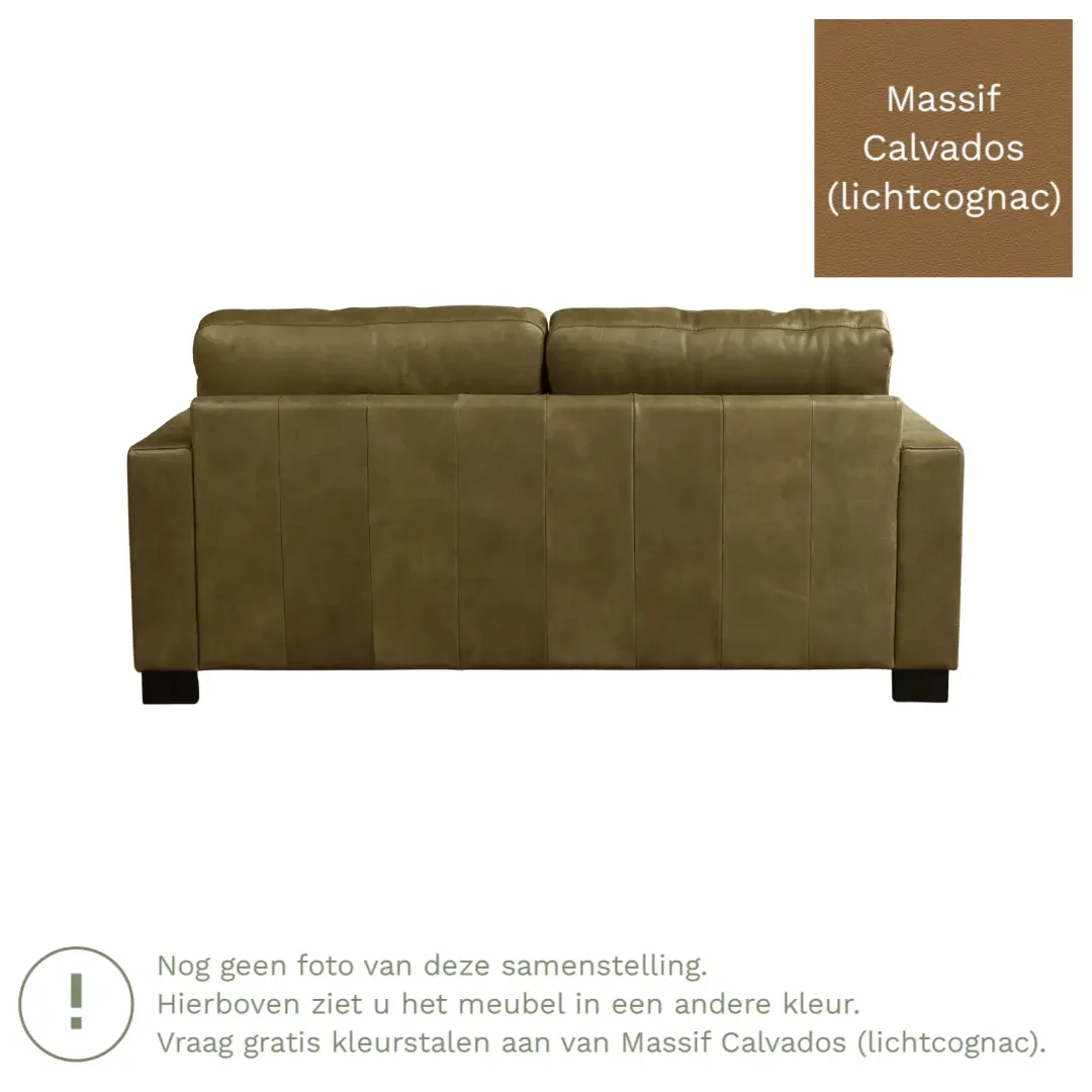afbeelding van Leren bank Energy - 2,5 zits - Massif Calvados (lichtcognac) - Poten hout zwart