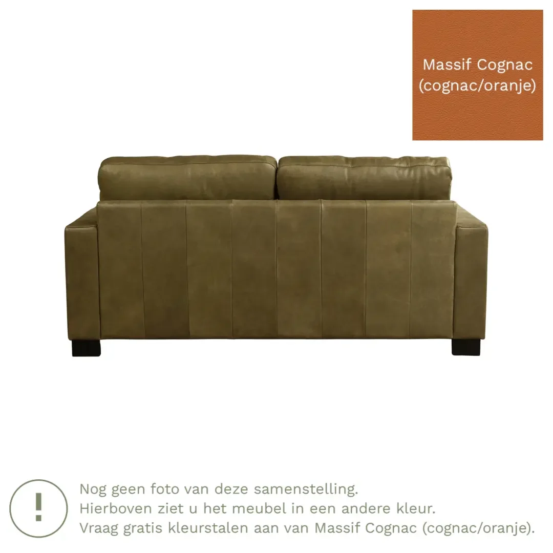 afbeelding van Leren bank Energy - 2,5 zits - Massif Cognac (cognac/oranje) - Poten hout zwart