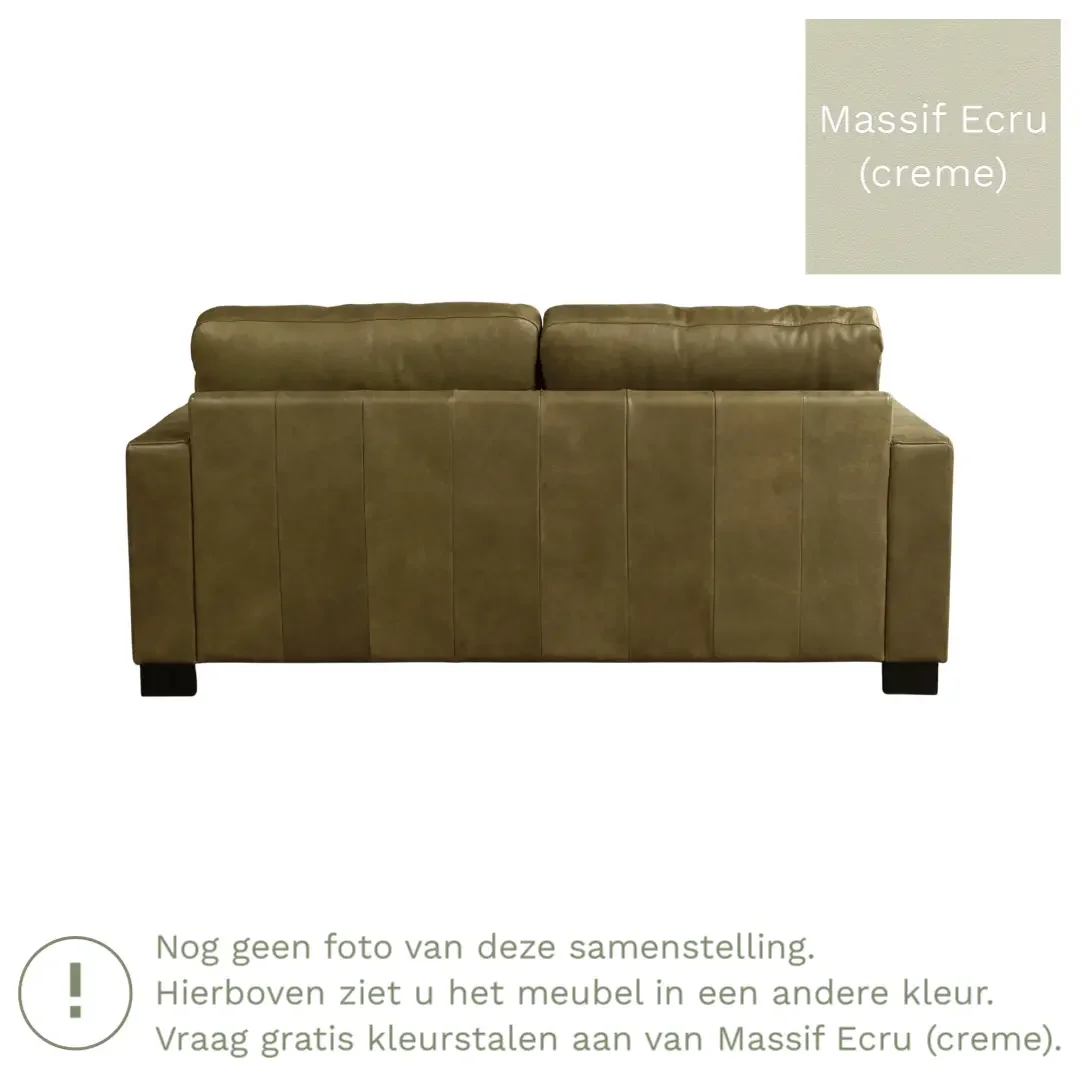 afbeelding van Leren bank Energy - 2,5 zits - Massif Ecru (crème) - Poten hout bruin