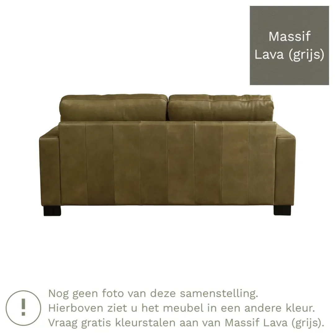 afbeelding van Leren bank Energy - 2,5 zits - Massif Lava (grijs) - Poten hout bruin