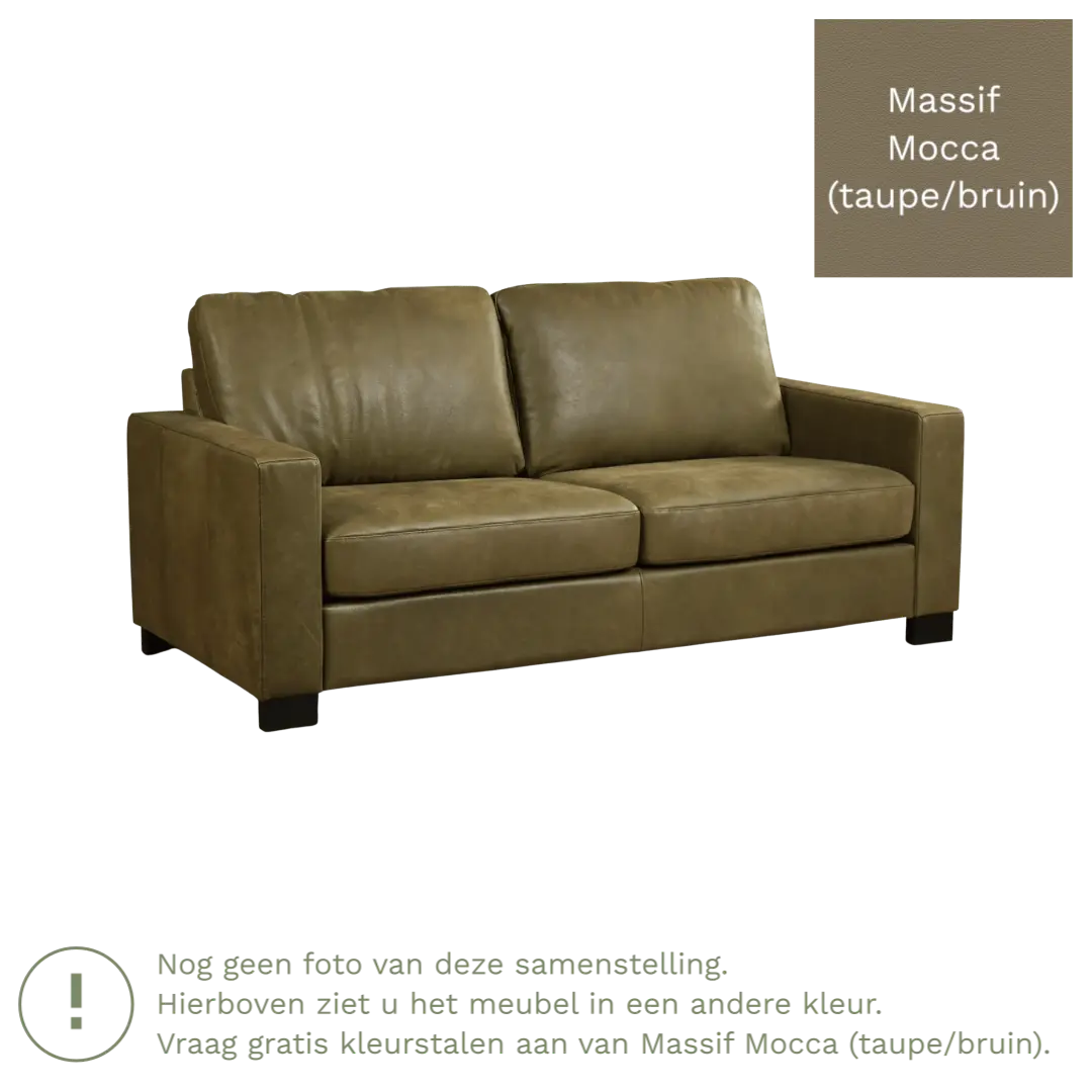 afbeelding van Leren bank Energy - 2,5 zits - Massif Mocca (taupe/bruin) - Poten hout zwart