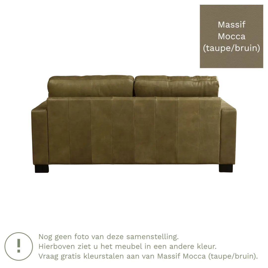 afbeelding van Leren bank Energy - 2,5 zits - Massif Mocca (taupe/bruin) - Poten hout zwart