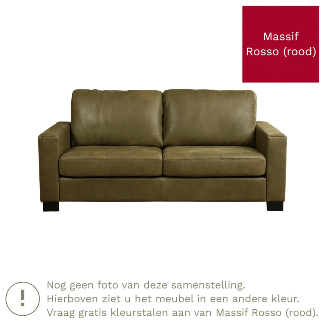 afbeelding van Leren bank Energy - 2,5 zits - Massif Rosso (rood) - Poten hout bruin