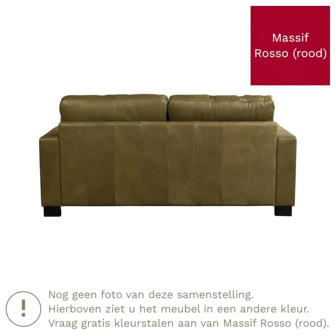 afbeelding van Leren bank Energy - 2,5 zits - Massif Rosso (rood) - Poten hout bruin