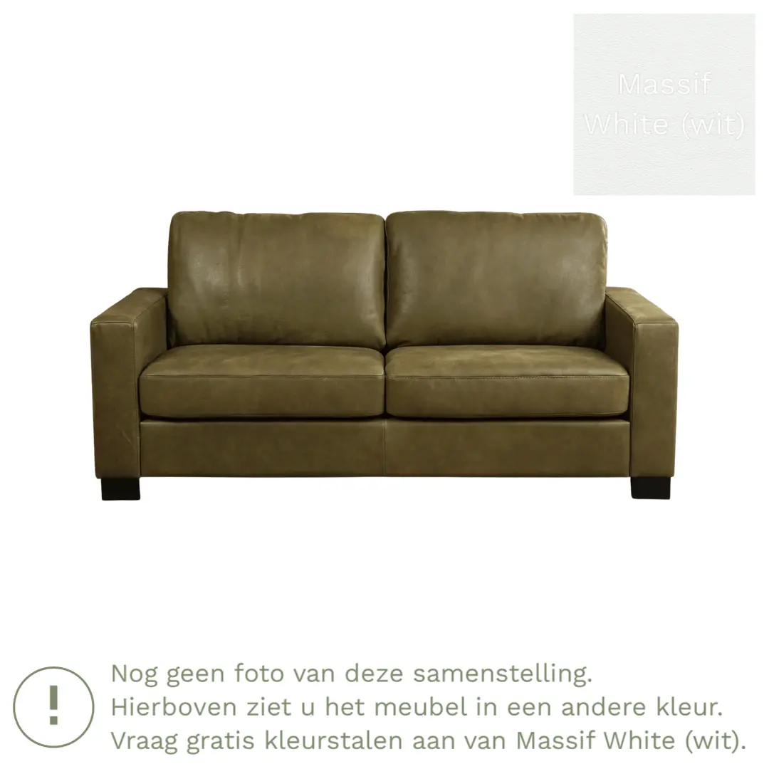 afbeelding van Leren bank Energy - 2,5 zits - Massif White (wit) - Poten hout zwart