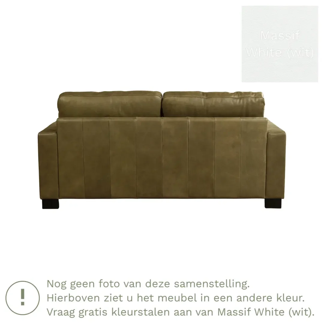 afbeelding van Leren bank Energy - 2,5 zits - Massif White (wit) - Poten hout zwart
