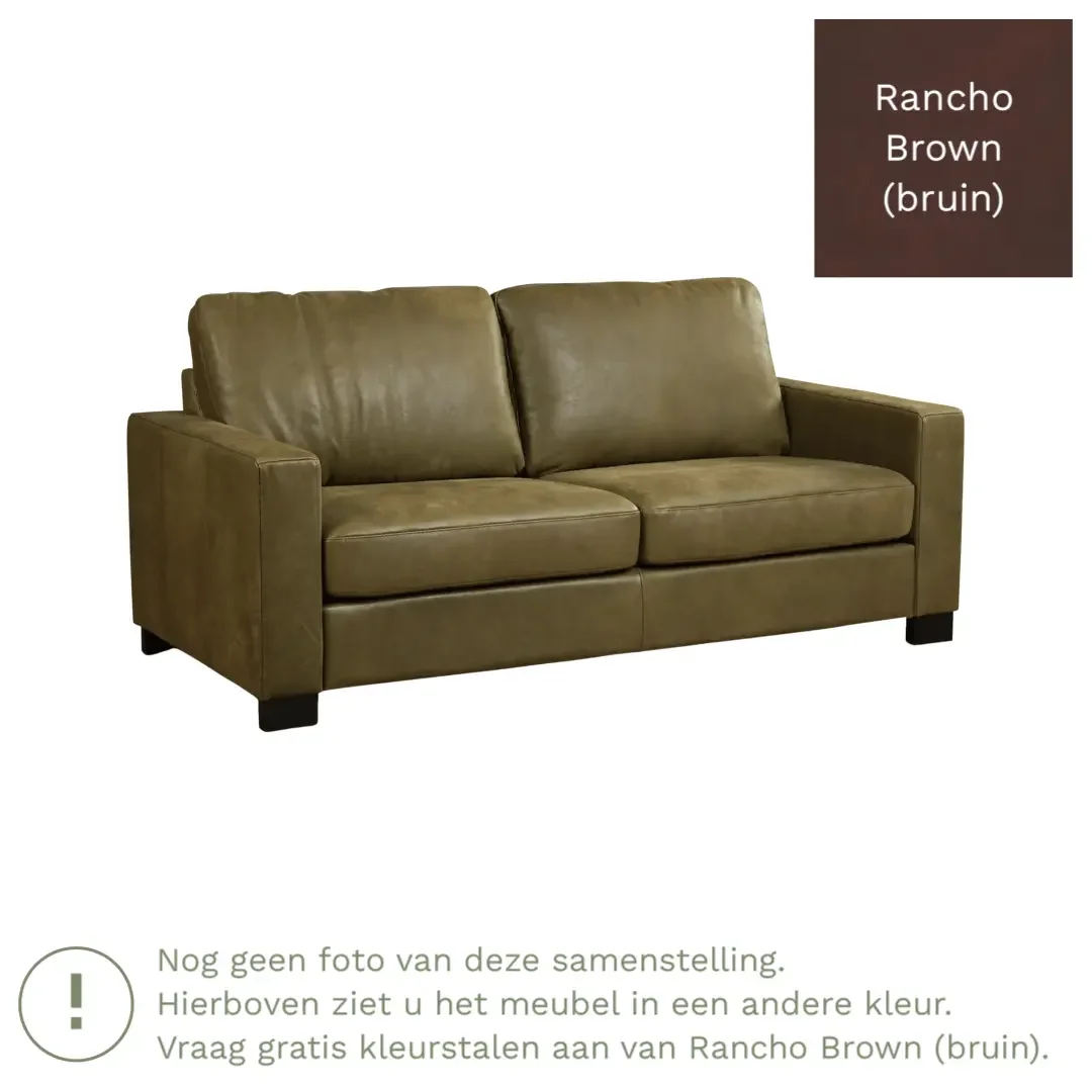 afbeelding van Leren bank Energy - 2,5 zits - Rancho Brown (bruin) - Poten hout zwart