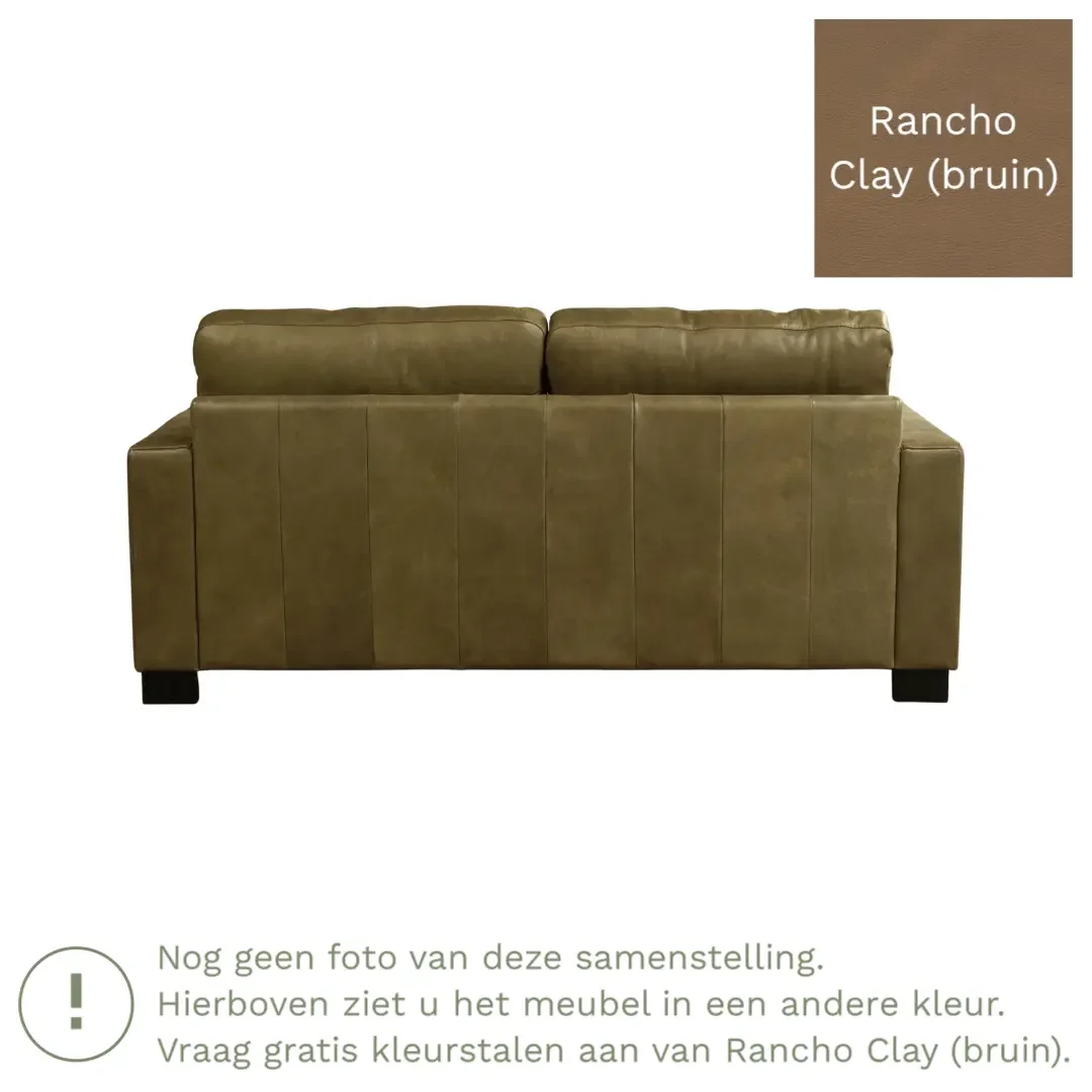 afbeelding van Leren bank Energy - 2,5 zits - Rancho Clay (bruin) - Poten hout bruin