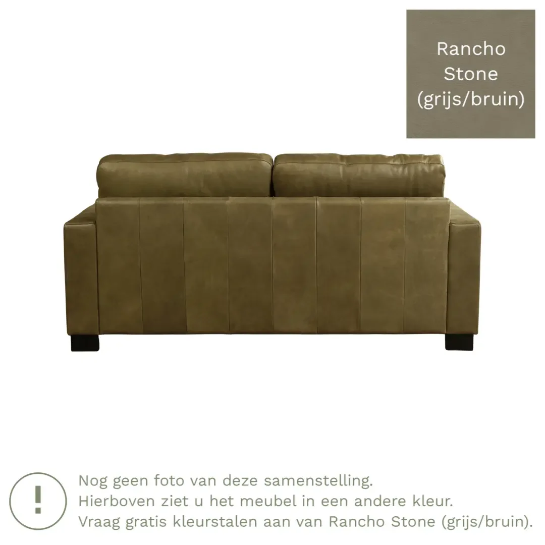 afbeelding van Leren bank Energy - 2,5 zits - Rancho Stone (grijs/bruin) - Poten hout bruin