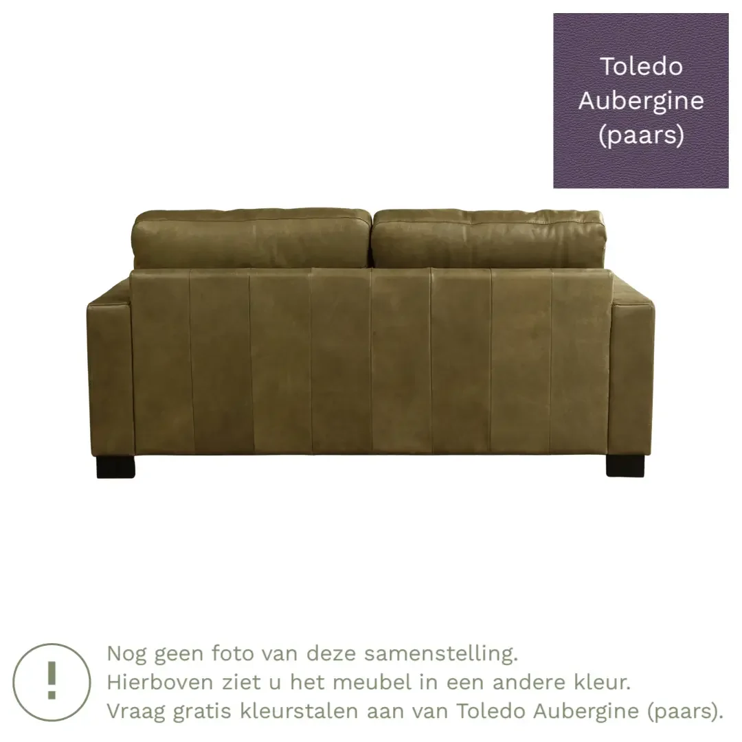 afbeelding van Leren bank Energy - 2,5 zits - Toledo Aubergine (paars) - Poten hout bruin