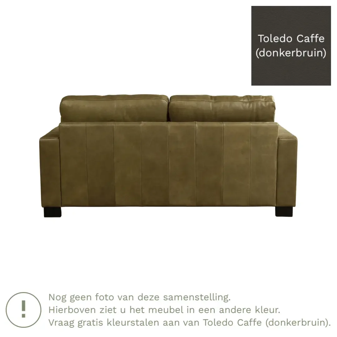 afbeelding van Leren bank Energy - 2,5 zits - Toledo Caffe (donkerbruin) - Poten hout zwart