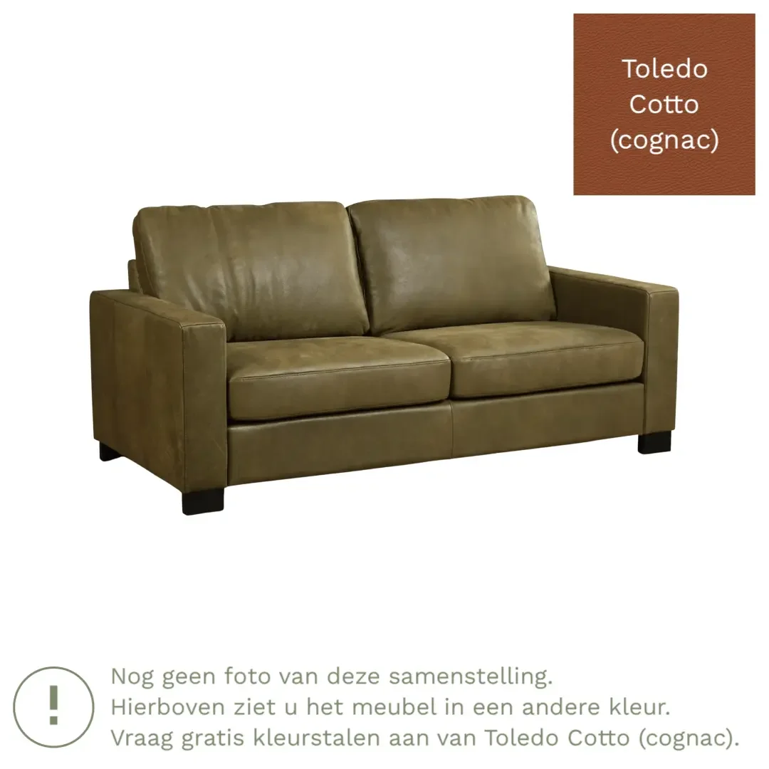 afbeelding van Leren bank Energy - 2,5 zits - Toledo Cotto (cognac) - Poten hout bruin
