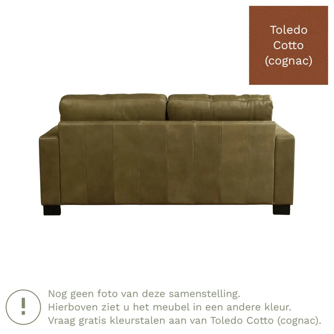 afbeelding van Leren bank Energy - 2,5 zits - Toledo Cotto (cognac) - Poten hout bruin