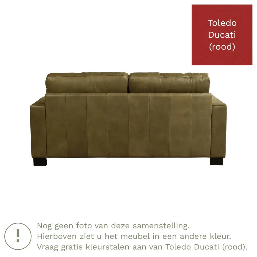 afbeelding van Leren bank Energy - 2,5 zits - Toledo Ducati (rood) - Poten hout zwart