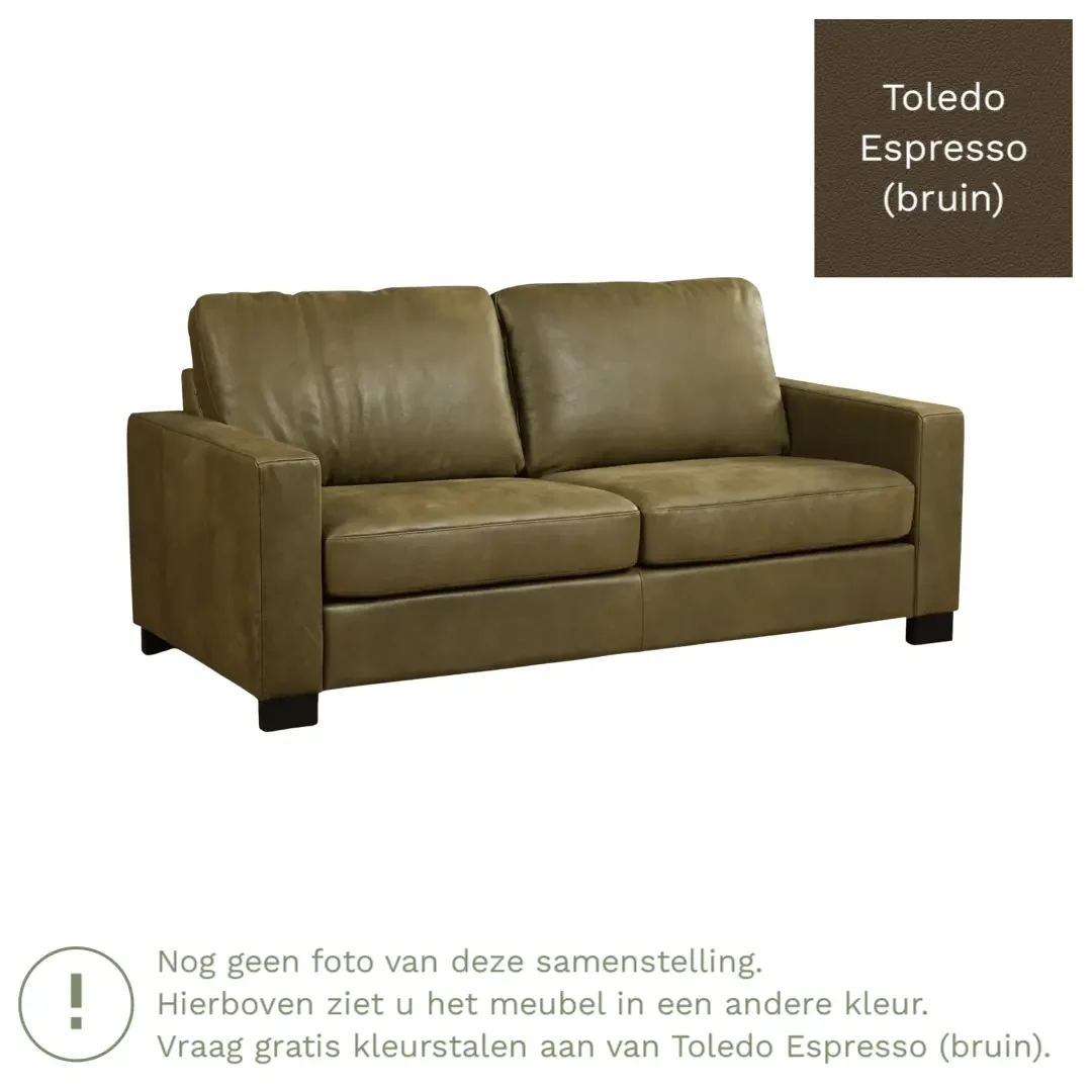 afbeelding van Leren bank Energy - 2,5 zits - Toledo Espresso (bruin) - Poten hout bruin