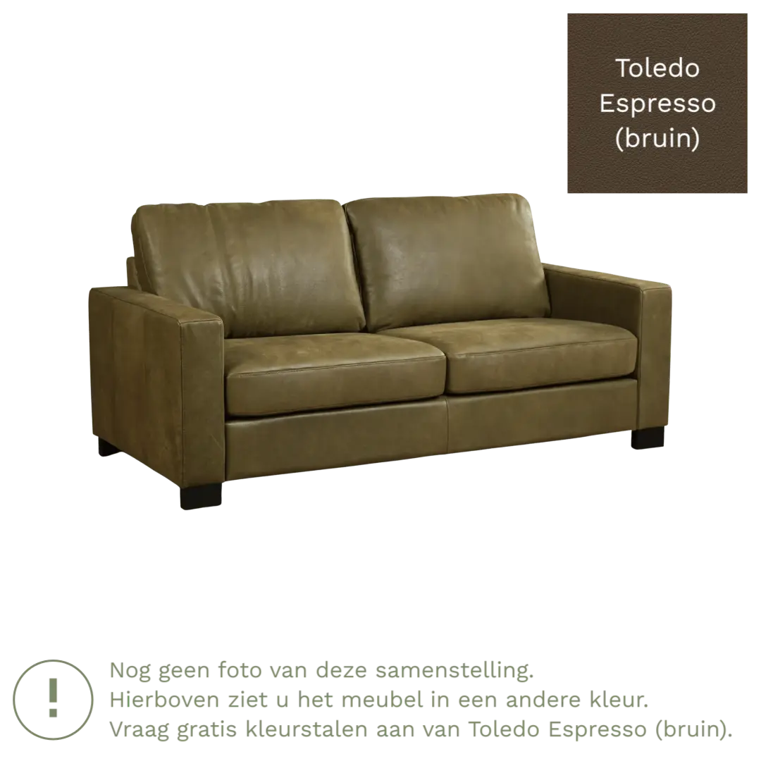 afbeelding van Leren bank Energy - 2,5 zits - Toledo Espresso (bruin) - Poten hout zwart